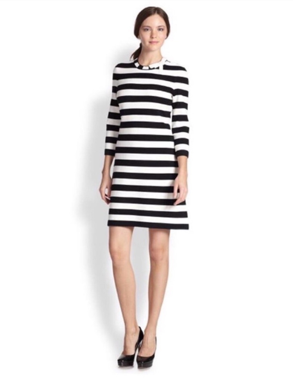 kate spade Black and White Striped Mini Shift Dress